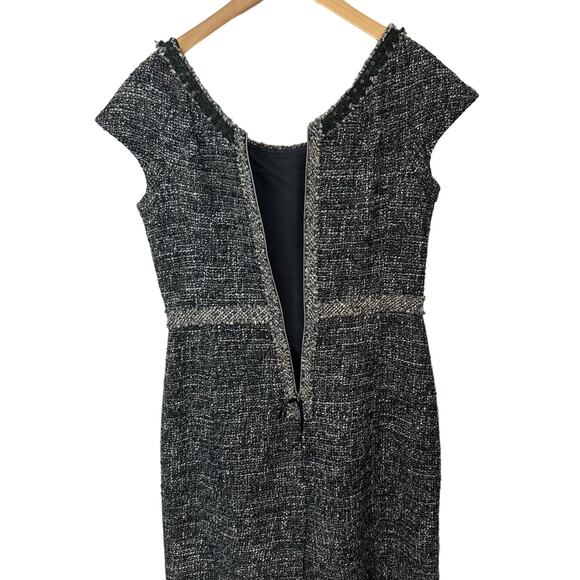Rebecca Taylor Sequin Boucle Dress Womens Size 12 Wool Sleeveless Back Zip Gray - Picture 8 of 10